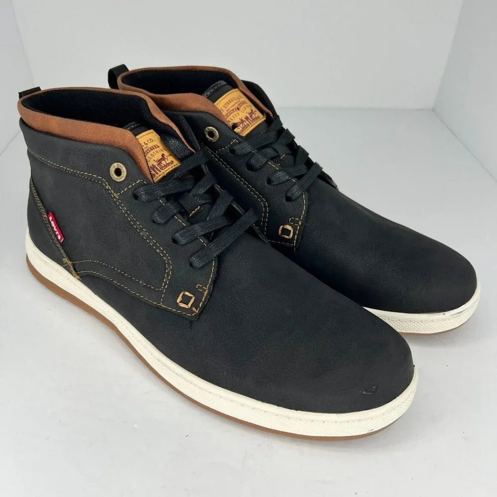Levis Mens 51927941A Black Goshen Waxed Lace Up High Top Size 13 Ankle Sneakers